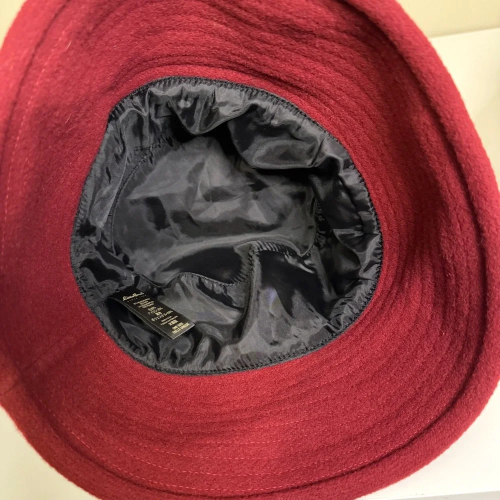 Eddie‎ Bauer Burgundy Wool Blend Bucket Hat One Size Made in USA Warm Winter